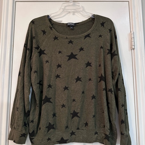 Buffalo David Bitton Olive Star Print Sweatshirt - Picture 1 of 5